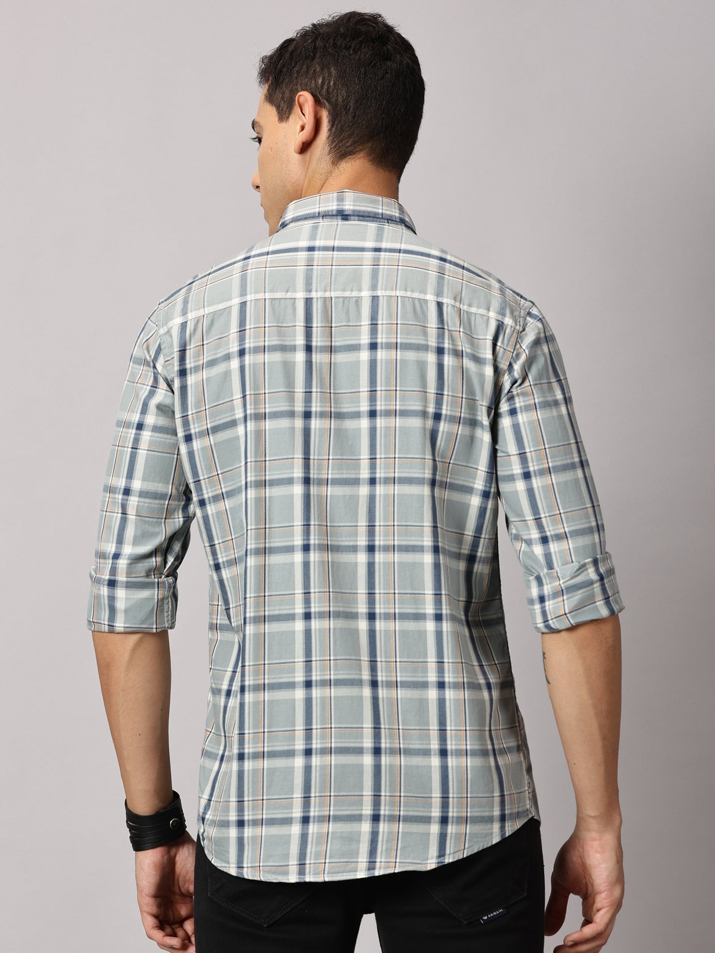 Men's Light Green Checked Casual Shirt - Premium Giza Cotton