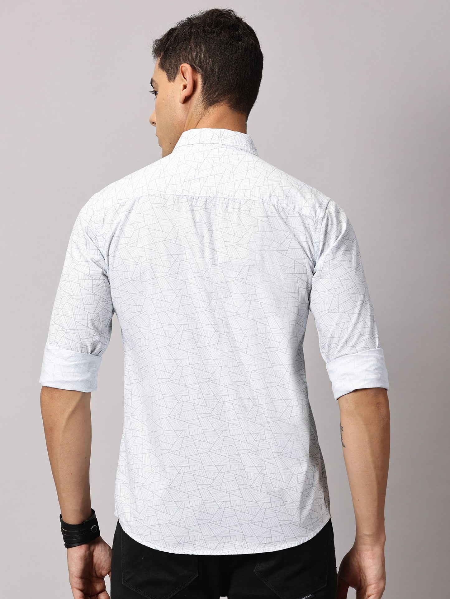 Men's White Printed Cotton Casual Shirt - Pure Premium Cotton