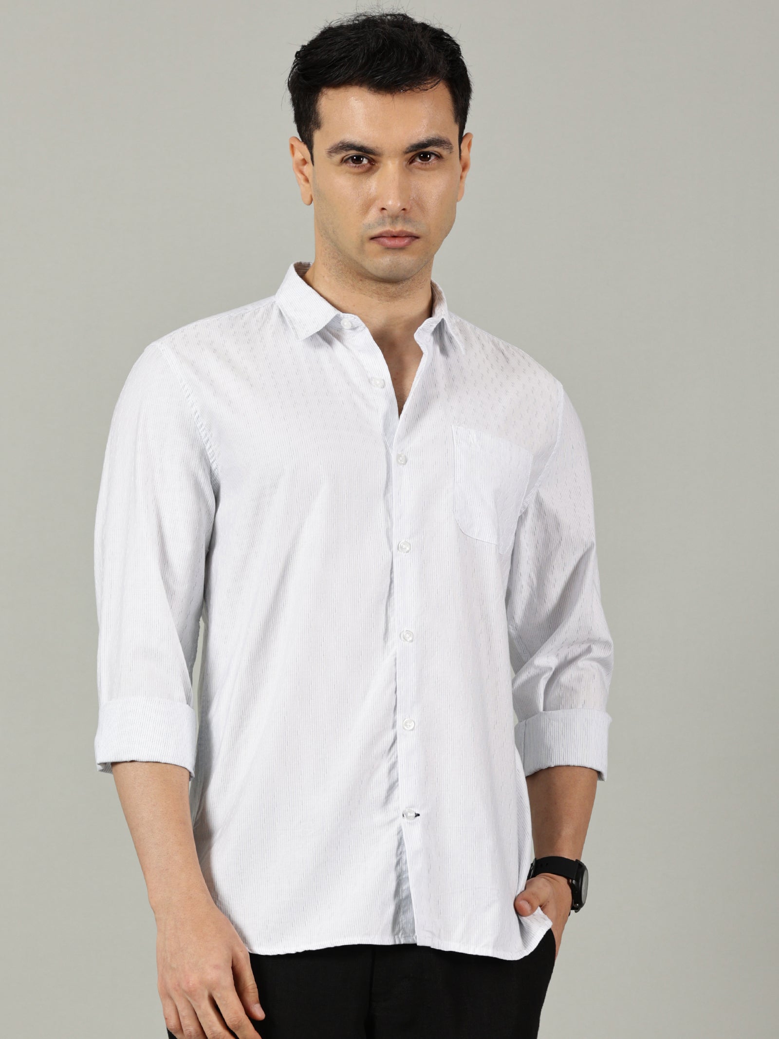 Beige Checked Slim Fit Casual Shirt for Men