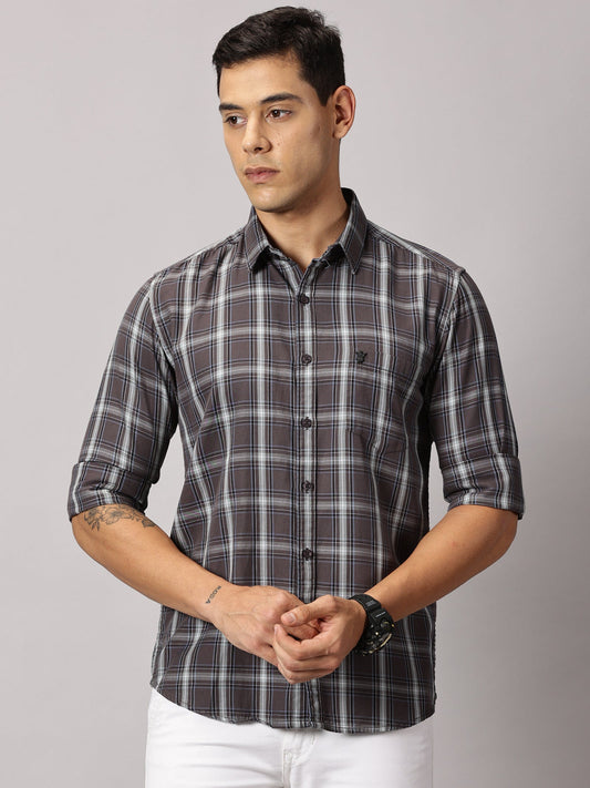 Men's Brown Checked Casual Shirt - Premium Giza Cotton