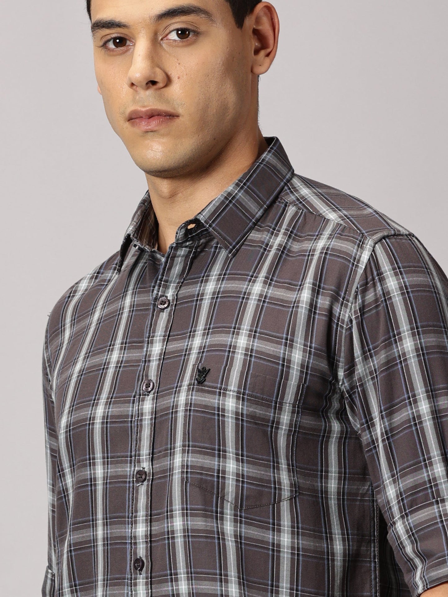 Men's Brown Checked Casual Shirt - Premium Giza Cotton