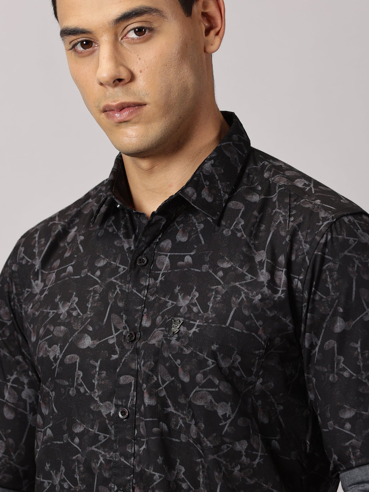 Men's Black Dynamic Floral Casual Shirt - Pure Premium Cotton