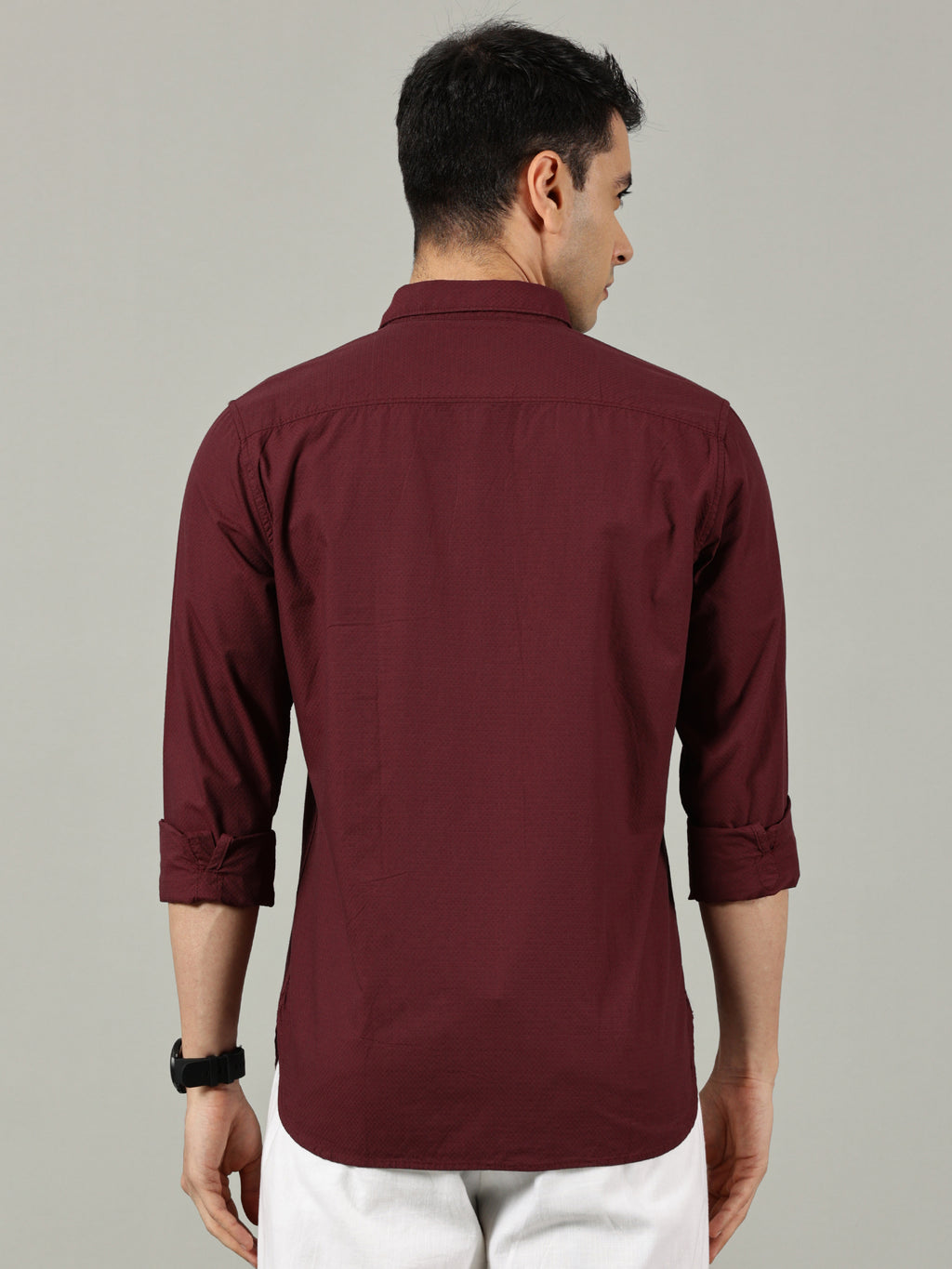 White Floral Printed Slim Fit Shirt for Men