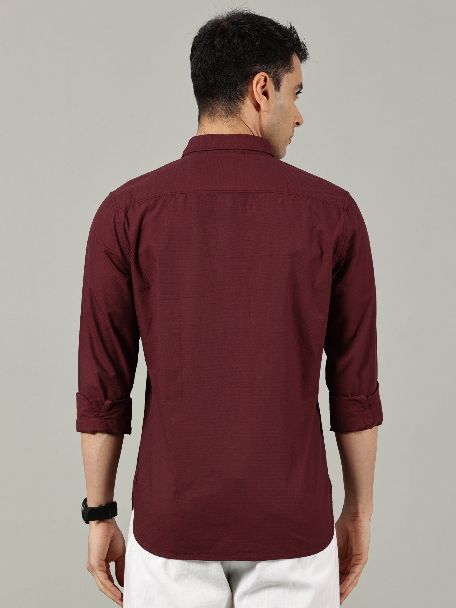 White Floral Printed Slim Fit Shirt for Men