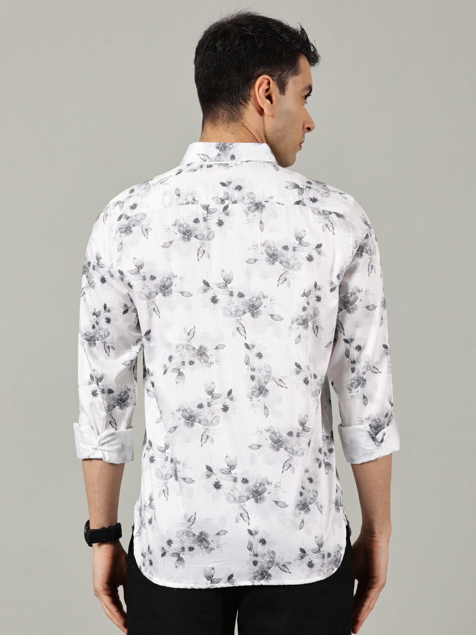 White & Beige Floral Casual Shirt for Men