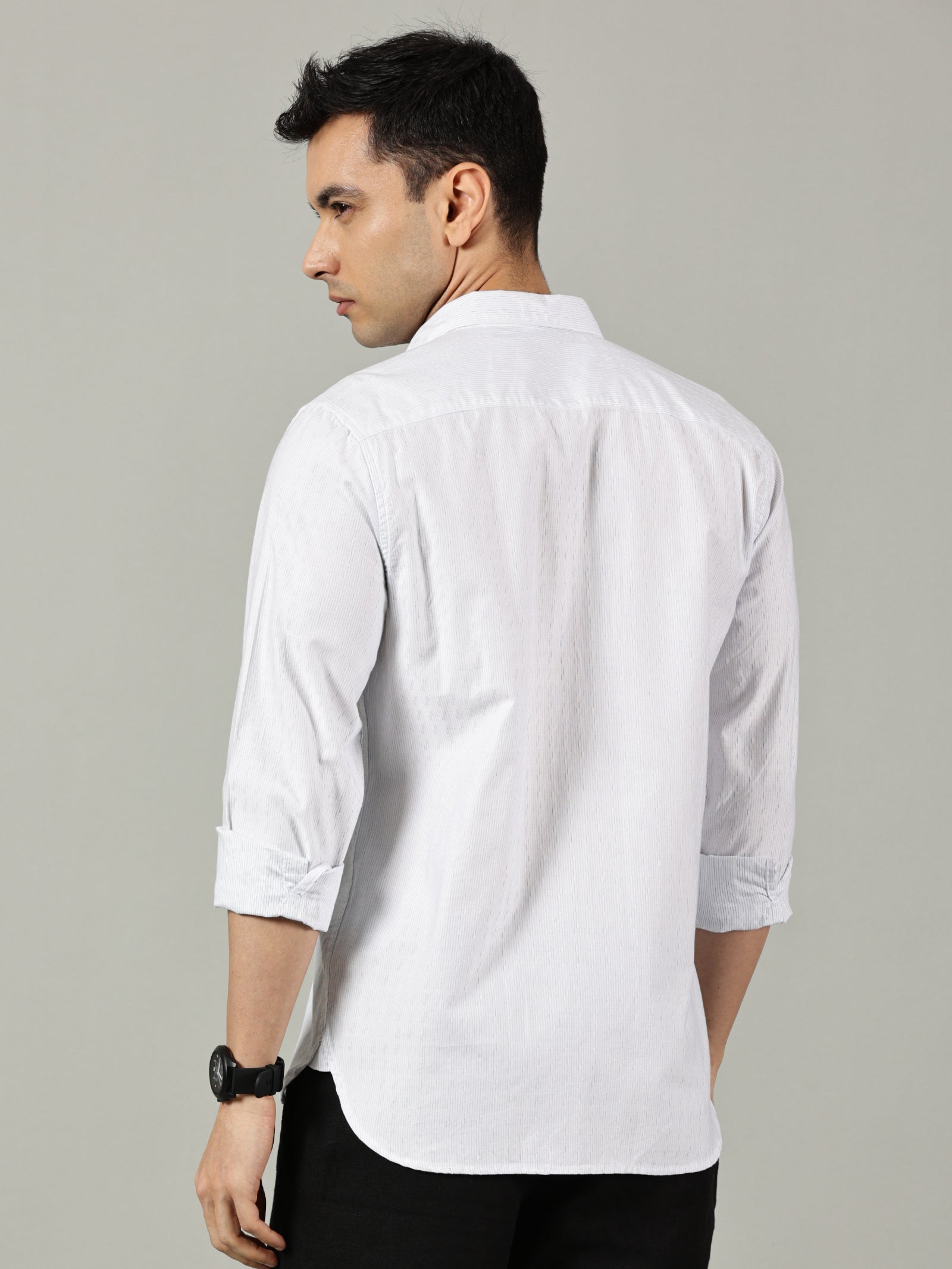 Beige Checked Slim Fit Casual Shirt for Men