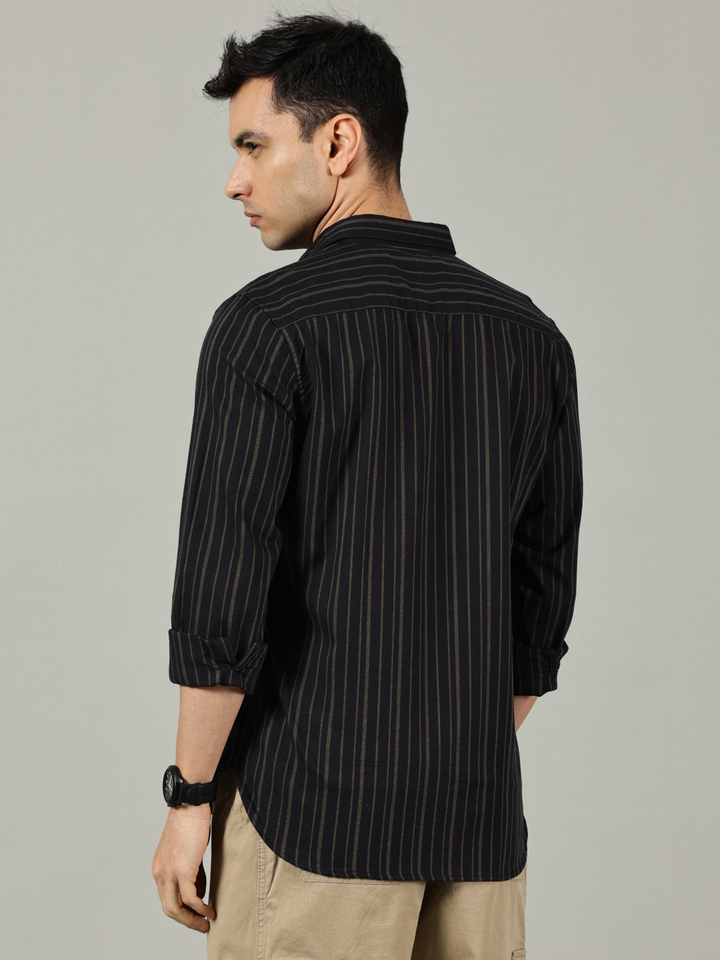 Classic Black Striped Casual Shirt for Men