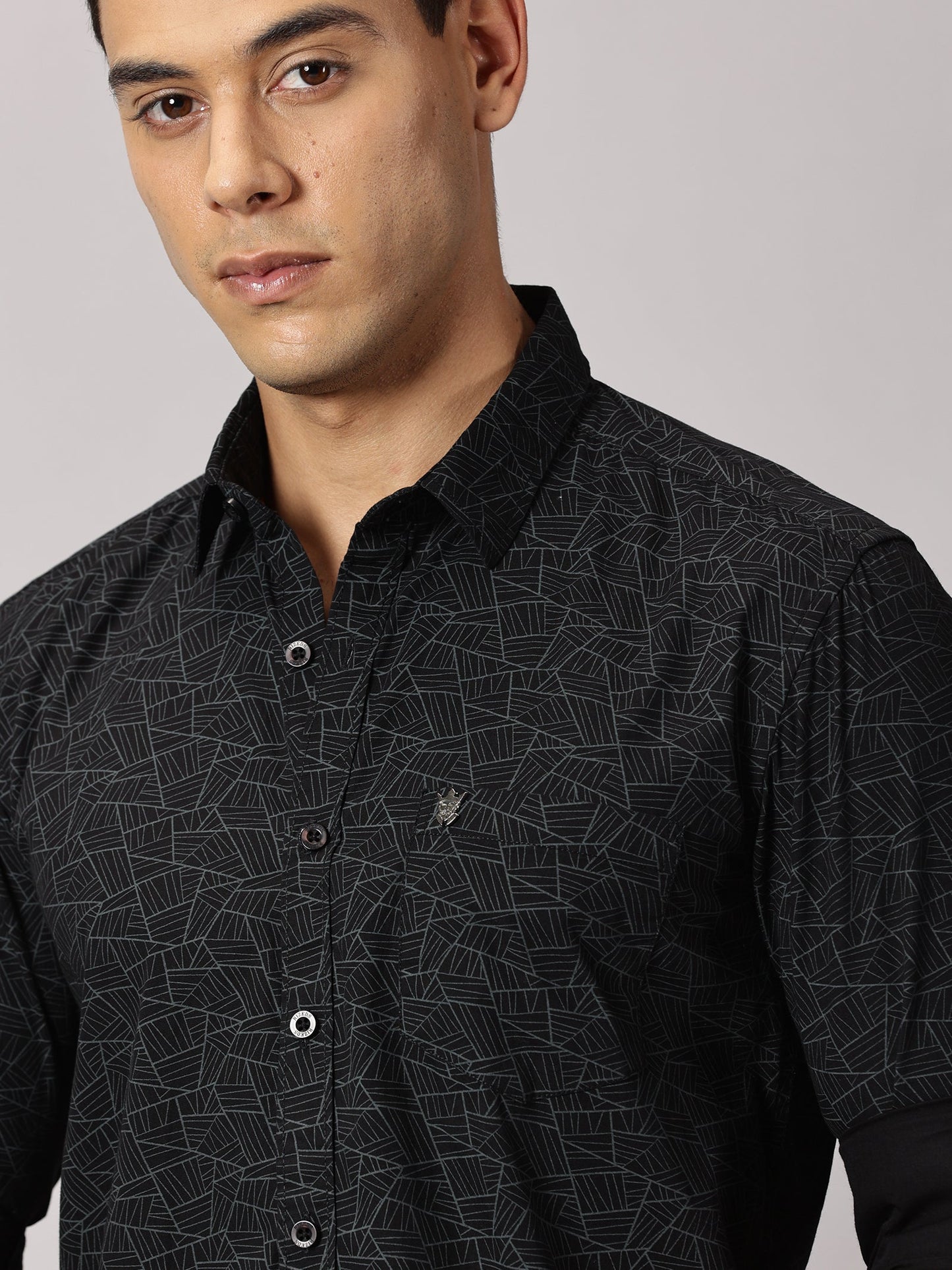 Men's Black Printed Cotton Casual Shirt - Pure Premium Cotton