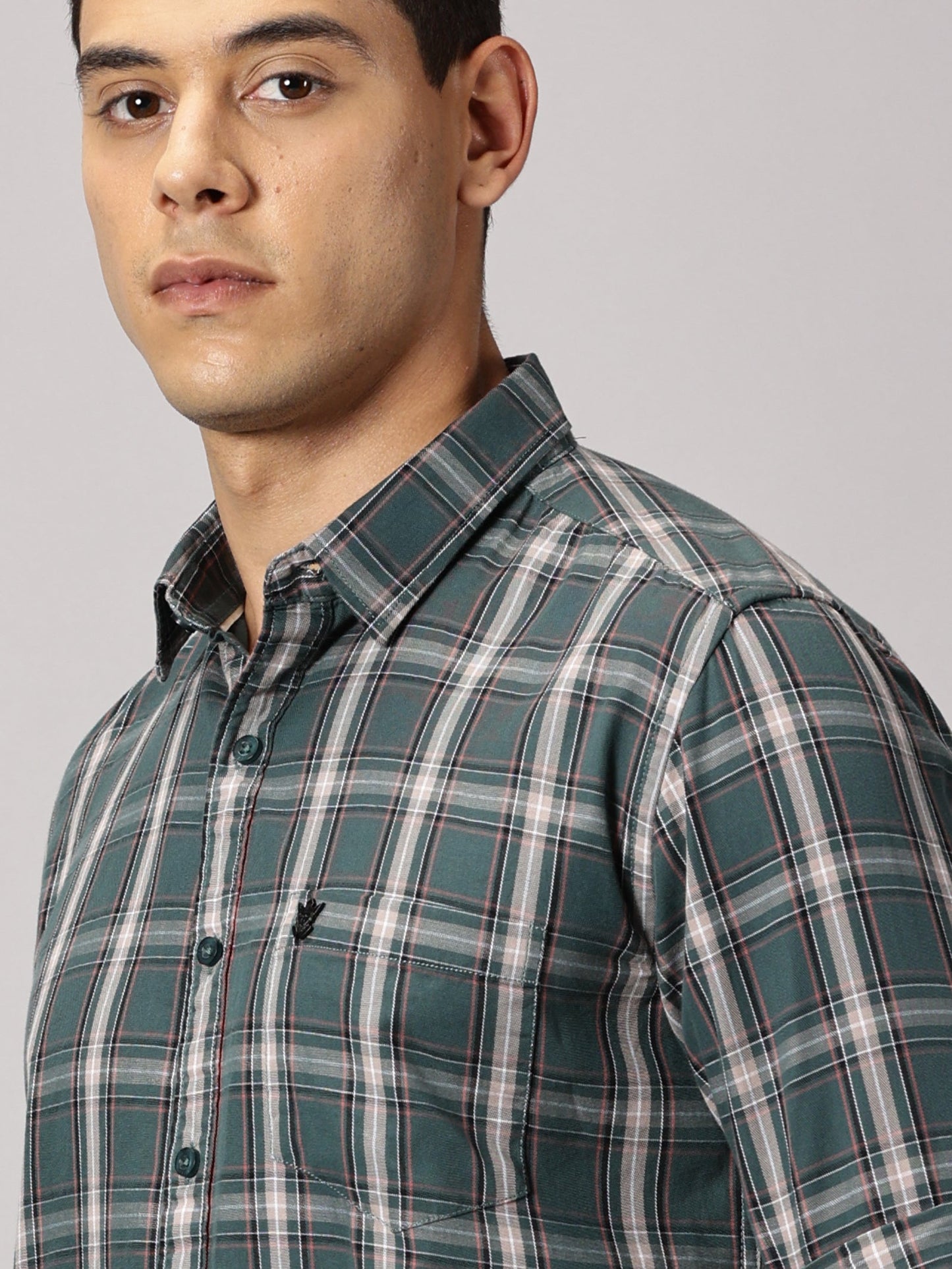 Men's Green Checked Casual Shirt - Premium Giza Cotton