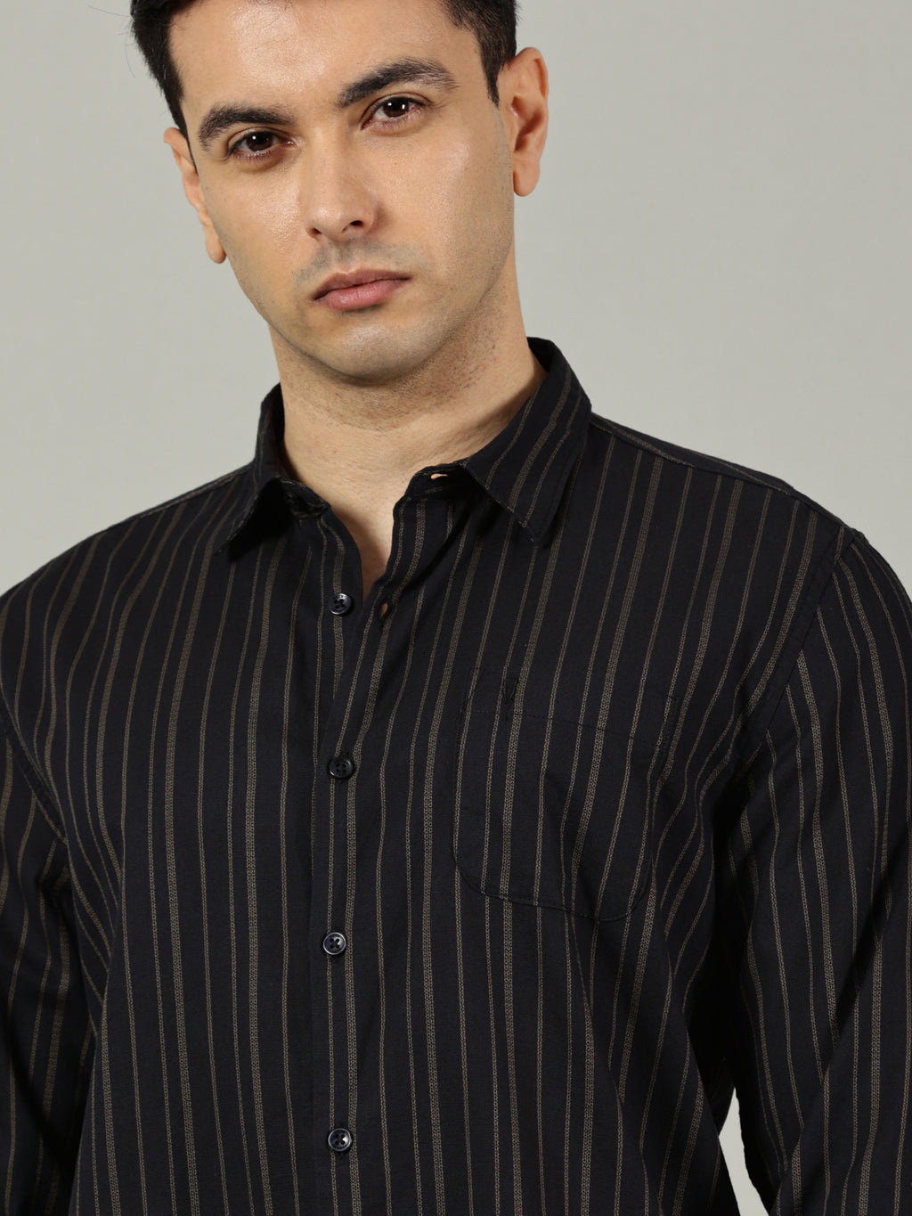 Classic Black Striped Casual Shirt for Men